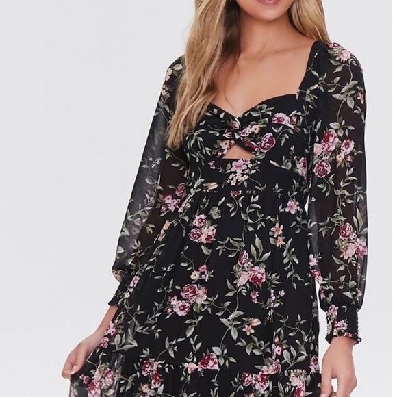 Floral maxi dress, long sleeve (NWT) - Picture 2 of 10